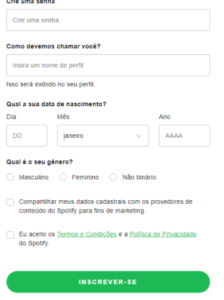 Exemplo de CTA no site do Spotify