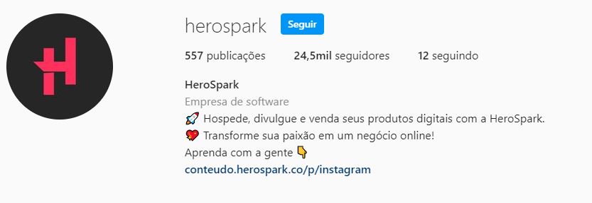 print da biografia do instagram da herospark