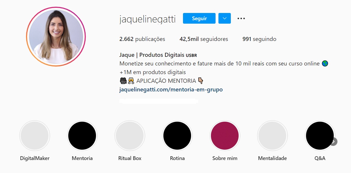 Print do perfil do Instagram de Jaqueline Gatti
