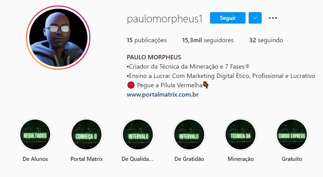 Print do perfil no Instagram de Paulo Morpheus