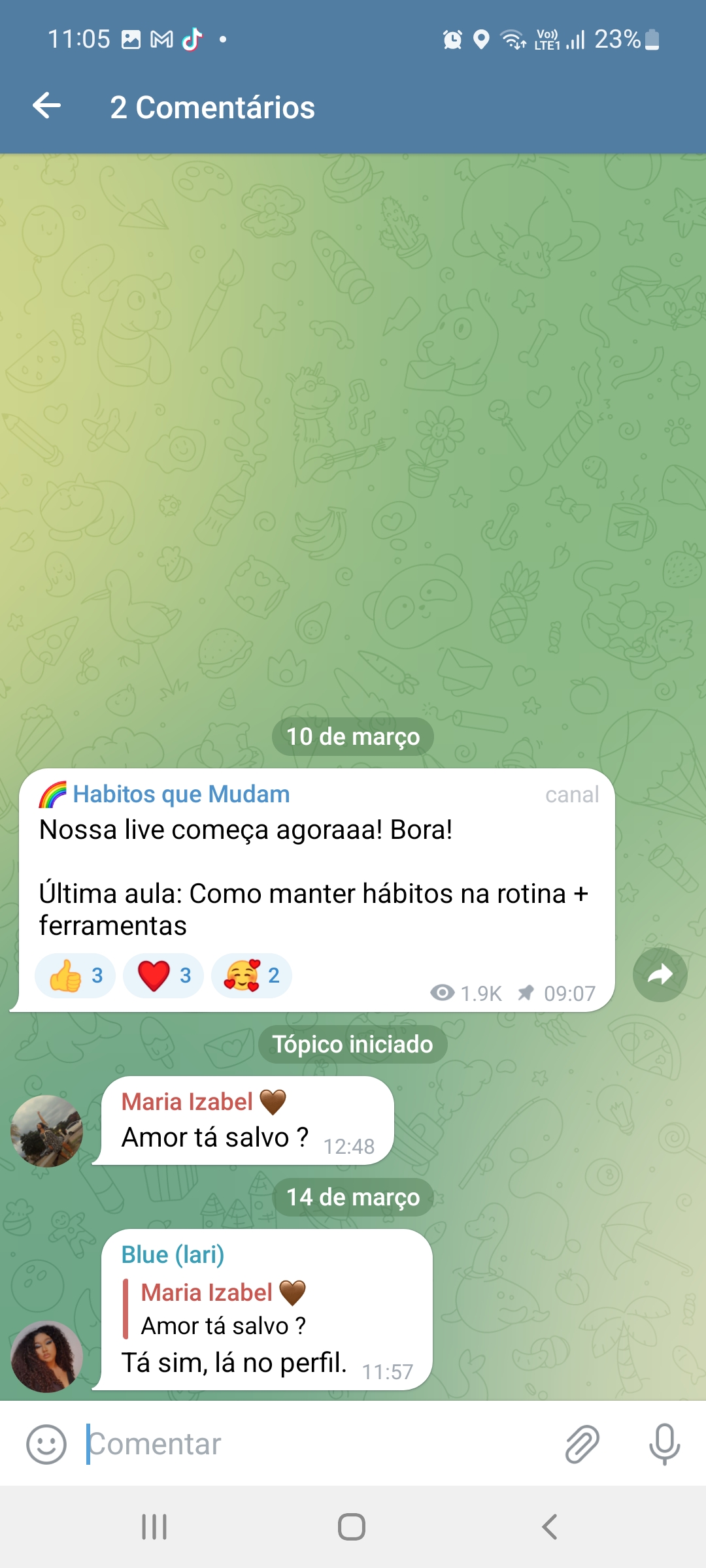 print de tela do telegram