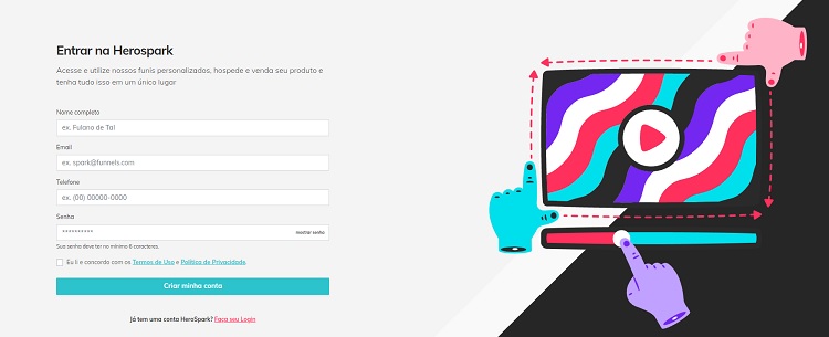 passo a passo para criar landing page herospark 1