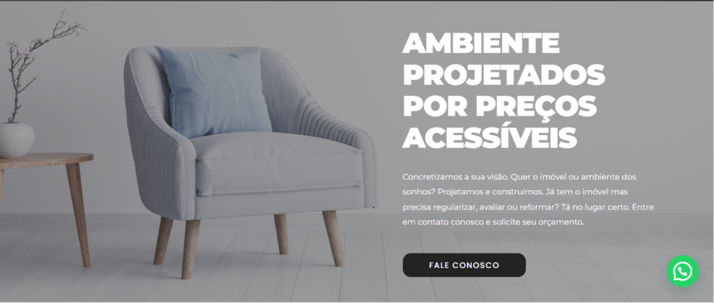 exemplo de landing page arquitetura