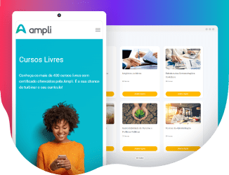 Página de vitrine de produtos online com interface de em desktop e celular.