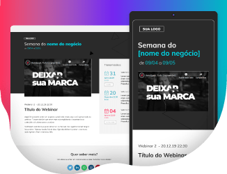 Página de lançamento de produto digital demonstrada em deskotp e celular.