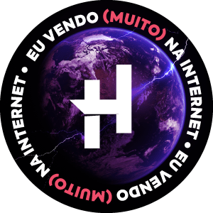 Globo com ícone da HeroSpark e a frase "Eu vendo (muito) na internet."