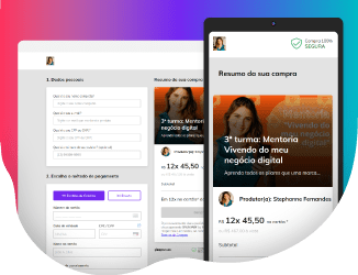 Página de checkout demonstrada em deskotp e celular.