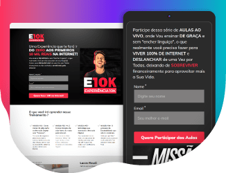 Página de isca demonstrada em deskotp e celular.