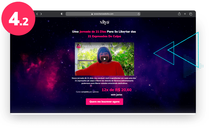 Uma página em navegador com vídeo, descrição e formas de pagamento de curso online.
