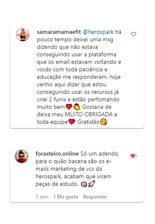 Feedback dos clientes Hero
