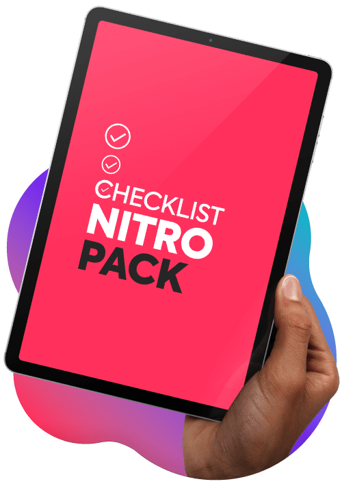 Checklist NitroPack na tela de um iPad mini.